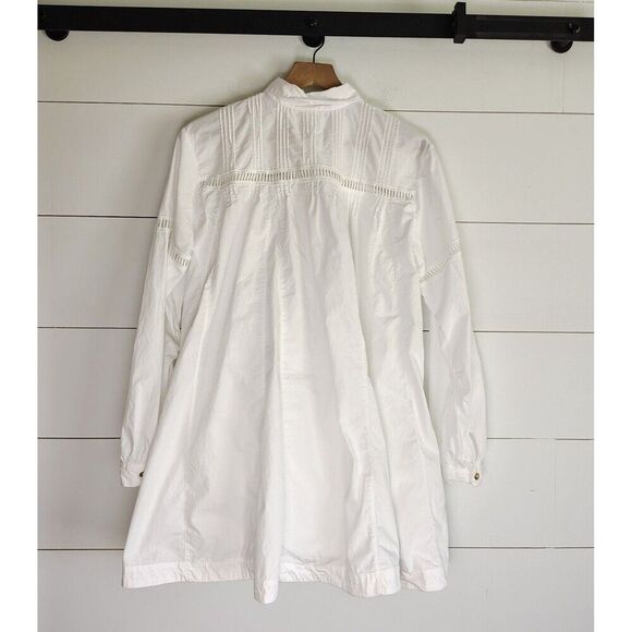 Free People Kennedy Mini Dress XS White Boho Peasant Button Front Beachy - Picture 6 of 13